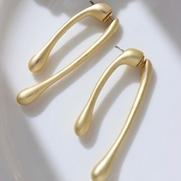 2/$30🌵 Drippy Gold Earrings Double Sided Drip Melty Jewelry Trippy Boho NEW - Picture 3 of 9